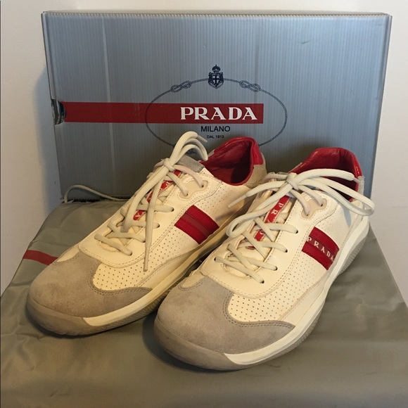 Prada Shoes White Leather Fashion Sneakers Sz 9 Poshmark